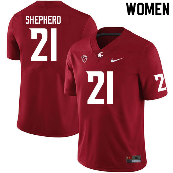 Women #21 Adrian Shepherd Washington State Cougars College Football Jerseys Sale-Crimson - Click Image to Close